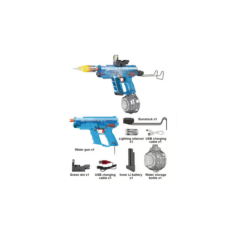 PISTOLA DE AGUA ELECTRICA UZI CON LUZ LED NEGRO PISTOLA DE AGUA ELECTRICA UZI CON LUZ LED NEGRO