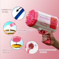 Bazooka Lanza Burbujas con luces multicolor Recargables