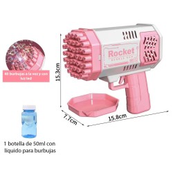 Bazooka Lanza Burbujas con luces multicolor Recargables