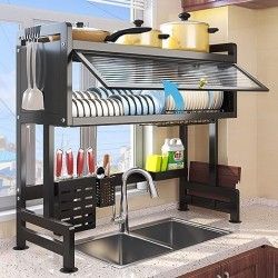 Escurridor de platos con tapa de acero inoxidable