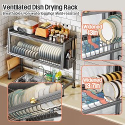 Escurridor de platos con tapa de acero inoxidable
