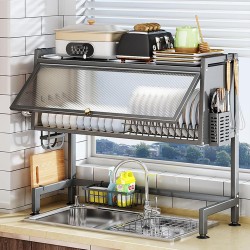 Escurridor de platos con tapa de acero inoxidable
